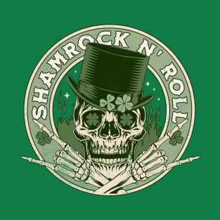 Shamrock and Roll - Rock and Roll Saint Patrick's Day Skull T-Shirt