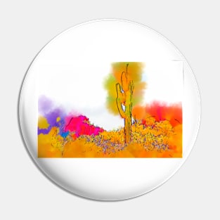 Desert Saguaro In Subtle Abstract Pin