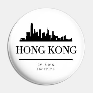 HONG KONG CHINA BLACK SILHOUETTE SKYLINE ART Pin