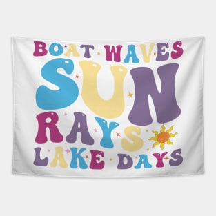 Boat Waves Sun Rays Lake Days, Summer, Retro Summer, Hello Summer, Beach Tapestry