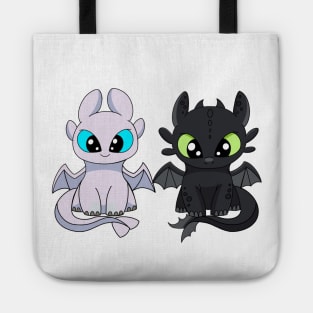 Baby dragon toothless & light furry, Httyd fanart, cartoon dragon furies, night fury Tote