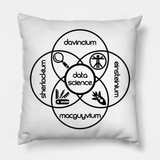 Data Science Periodic Venn Diagram of Elements | Vintage Retro Hipster Logo Black Pillow