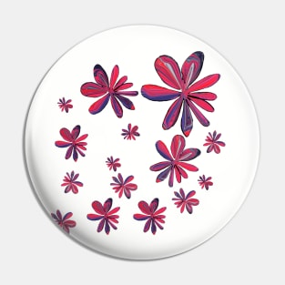 Red and Blue Flowers Pin