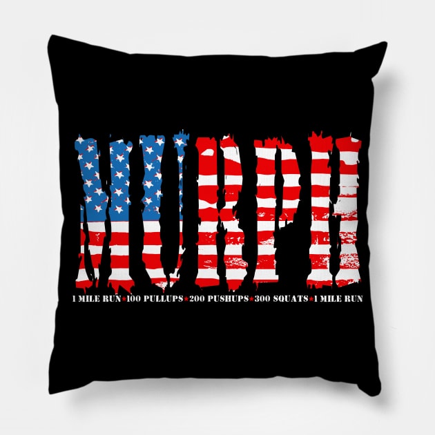 Memorial Day Murph Workout Challenge Distressed Us Flag Pillow by Twister