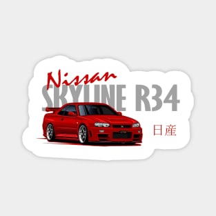 Nissan Skyline GTR r34 Red, JDM Car Magnet