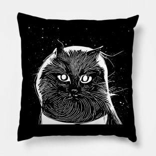 Cosmic Cat white print Pillow