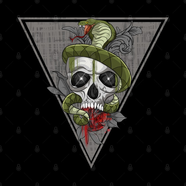 Skull With Rose and Snake by Trendy Black Sheep
