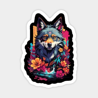 colorful abstract wolf Magnet