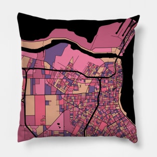 Corpus Christi Map Pattern in Purple & Pink Pillow