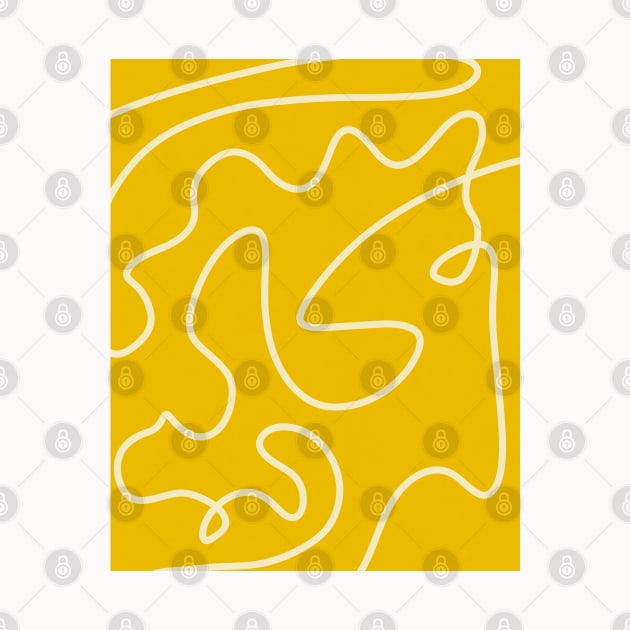 Warm Yellow Abstract Line Art Boho by Trippycollage