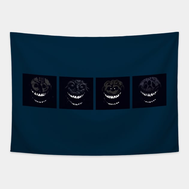 Four Faces of Rush - Roblox Doors Tapestry by Atomic City Art