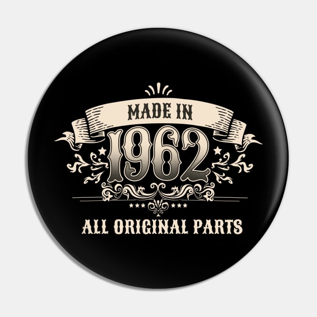 Retro Vintage Birthday Made In 1962 All Original Parts Pin by star trek fanart and more