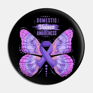 Family Domestic Violence Awareness Purple Ribbon Butterfly Pin