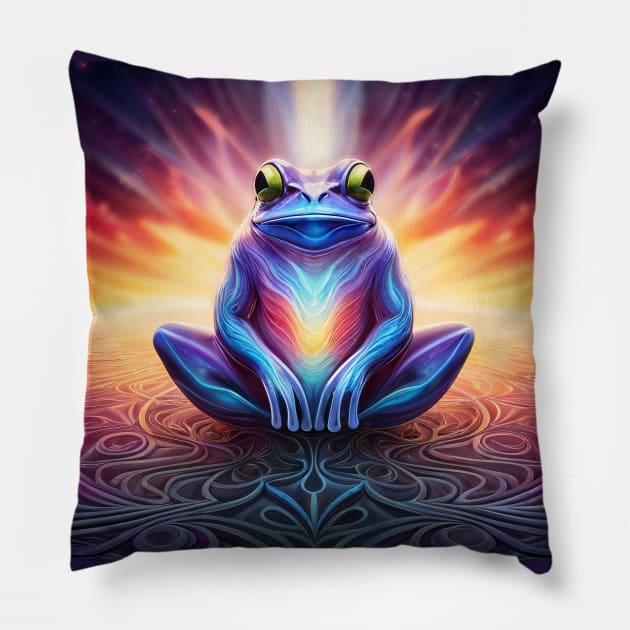 Froggy Animal Spirit (20) - Trippy Psychedelic Frog Pillow by TheThirdEye