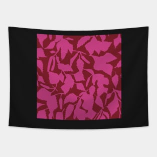 Birch leaves fuchsia on red, seamless pattern Tapestry