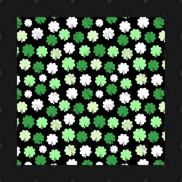 Shamrocks Pattern Black Clover Irish St. Patricks Day by JessDesigns