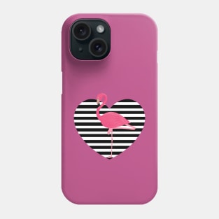 Flamingo on heart Phone Case