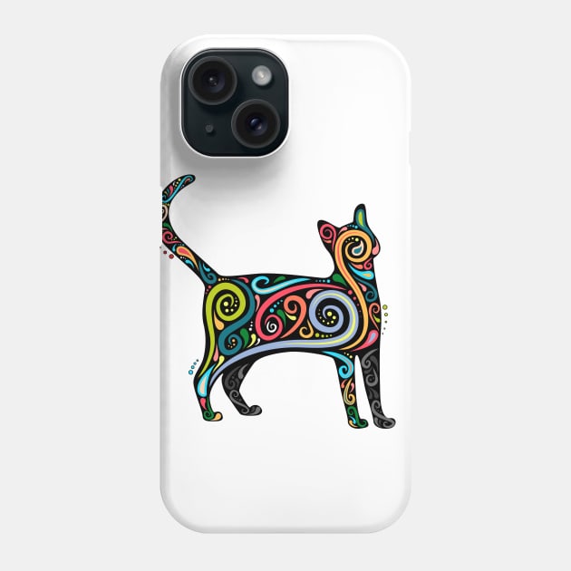 Mandala colorful cat Phone Case by Korlasx2