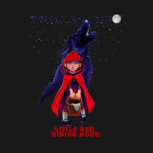 Little Red Riding Hood with Wolf at Moon Night T-Shirt