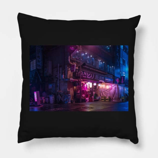 Tokyo Retro Future Vibes retrowave synthwave vibe Pillow by TokyoLuv