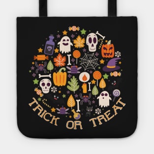 Retro Trick Or Treat Halloween Collage Tote