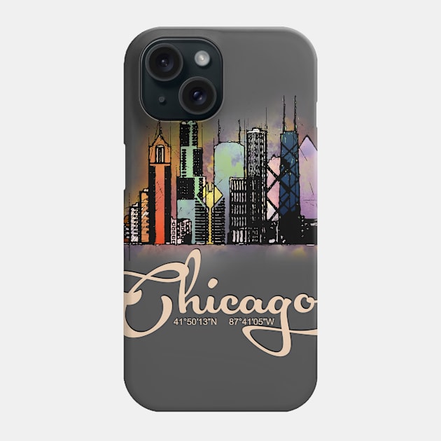 Chicago, Illinois Phone Case by DimDom