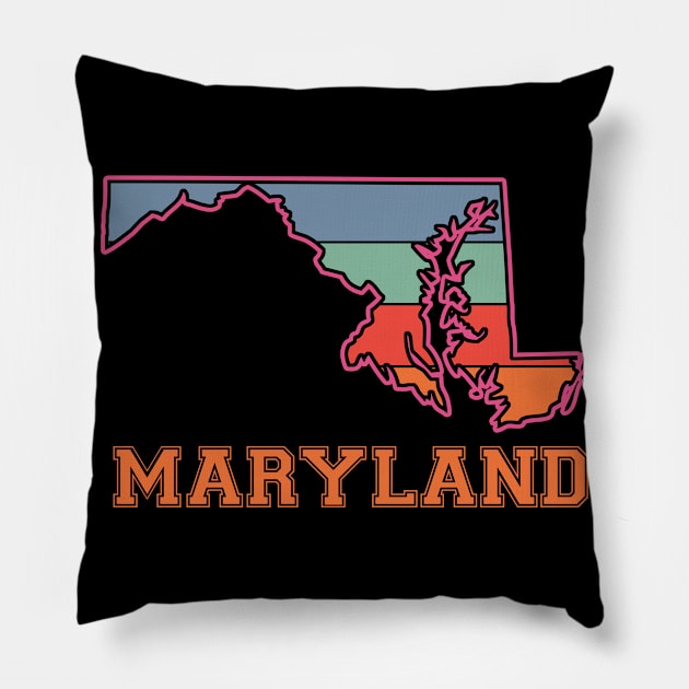 Maryland Retro Vintage Sunset design Pillow by eliteshirtsandmore