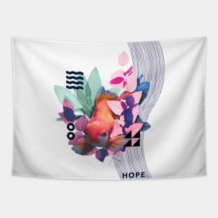 Surreal Floral Fish Modern Art with a Hidden Message Tapestry