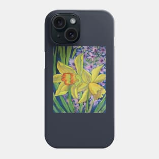 Daffodils & Hyacinths watercolor painting Phone Case