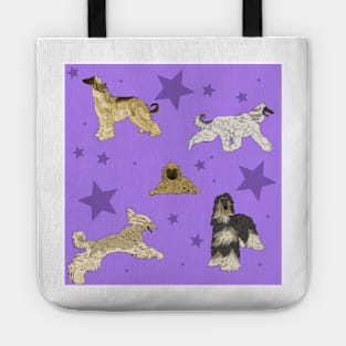 Afghan Hounds Stars Purple Tote