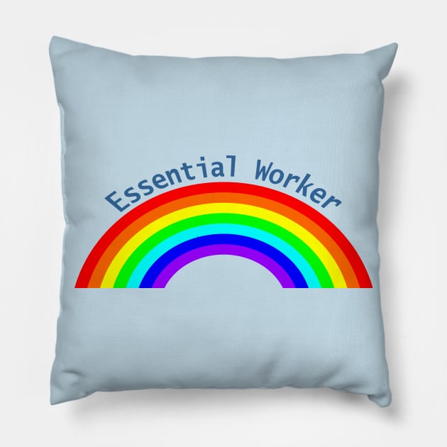 Essential Worker Rainbow Pillow by ellenhenryart