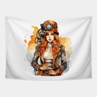 Watercolor Steampunk Girl #5 Tapestry