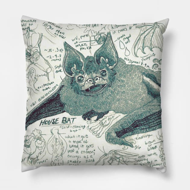 House Bat Study Pillow by Ballyraven