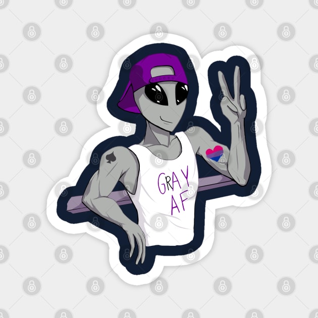 Biromantic Grey Alien Magnet by Silentrebel