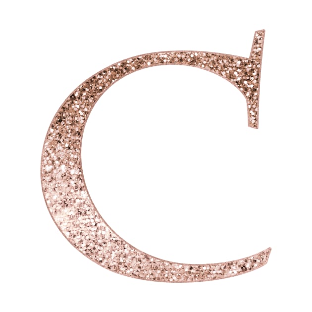 C rose gold glitter monogram letter by RoseAesthetic