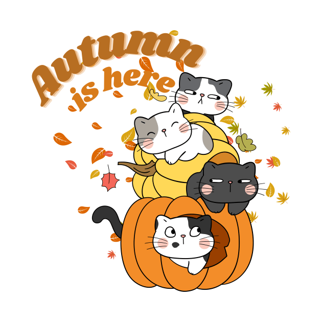 Autumn is here - Hello Fall - Cat in Pumpkin by by Fre