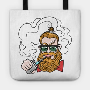 Young man smoking e-cigarette. Tote