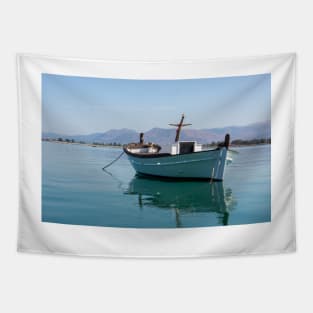 Greek white boat. Tapestry