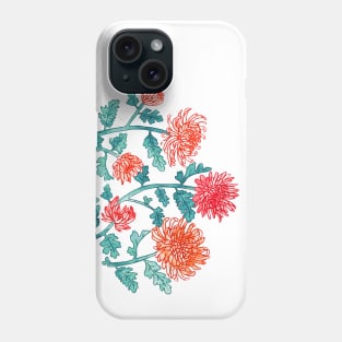Chrysanthemum Watercolor & Pen Print - Pastels Phone Case