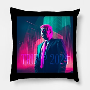 Vaporwave Retrowave Synthwave Donald Trump 2024 President Election Republican Conservative Pillow