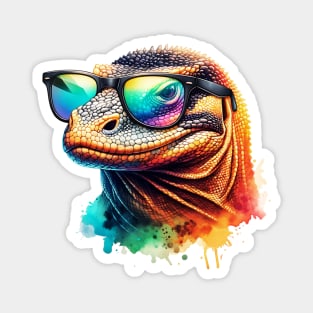 Cool Watercolor Komodo Dragon Magnet