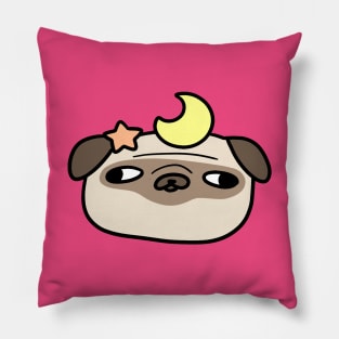 Star and Moon Pug Face Pillow