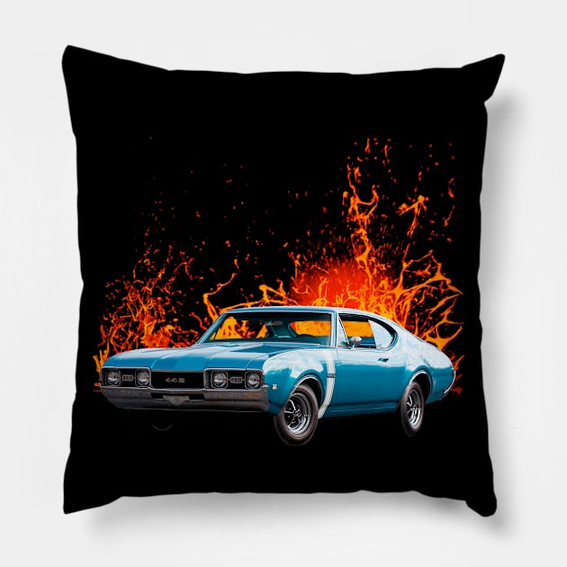 1968 Olds Cutlass 442 in our lava series Pillow by Permages LLC