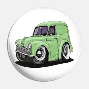 cartoon drawings of Morris 1000 Van green Pin