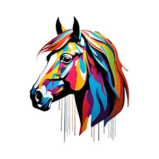 Horse Head Dripping Rainbow Graffiti T-Shirt