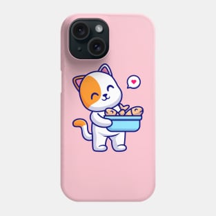 Cute Cat Bring Fish In Bucket Cartoon Phone Case