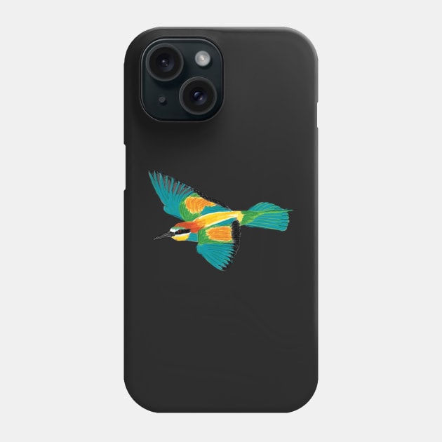 Nice Artwork showing an European Bee-Eater in Flight I Phone Case by JDHegemann