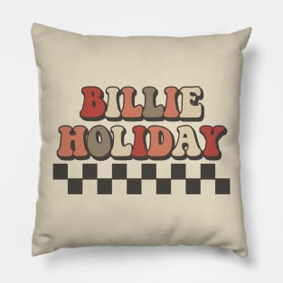 Billie Holiday Checkered Retro Groovy Style Pillow