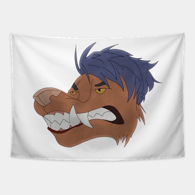 Anthro wolf face Tapestry by Veleno