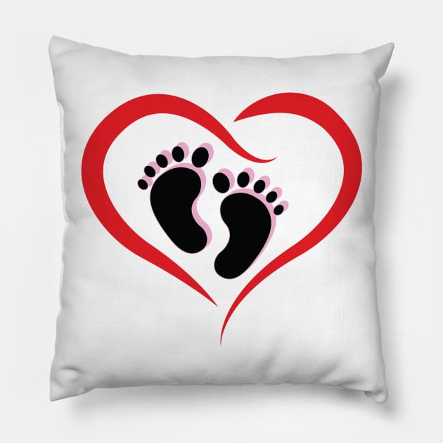 Feet in a HEART Maternity T-shirt Baby Girl Pillow by KazSells